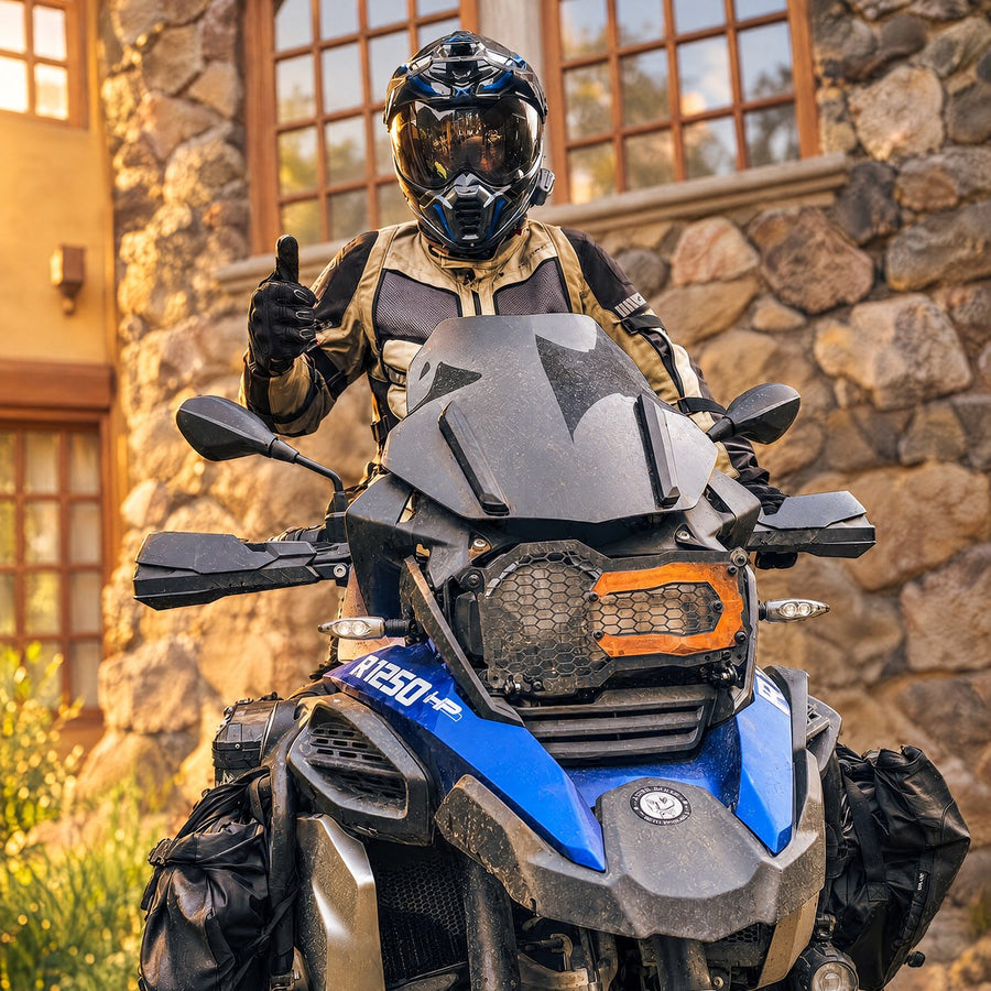 Rider Slik con su BMW GS